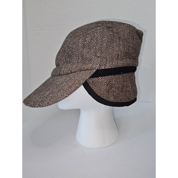 Wingo Other - Wingo Mens Herringbone Wool Blend Newsboy Cap Gatsby Style Brown SZ S/M Sample
